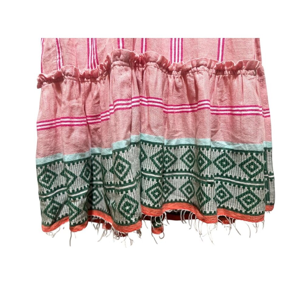 Lemlem Rosa Midi Dress Tunic Women XS Pink Sleeveles Plunge Neck Embroidery Boho - Picture 16 of 16